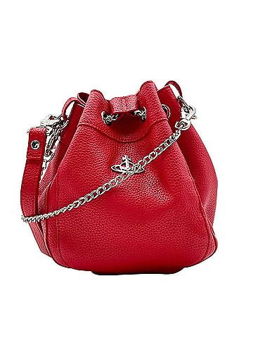 Vivienne Westwood Vivienne Westwood Chrissy Small Bucket Bag Shoulder Crossbody Vegan Leather Rose Red Silver Hardware Women's S79 (view 2)