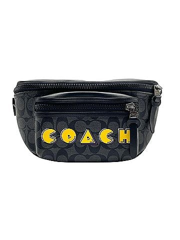 Coach Coach x Pac-Man Collaboration Signature Body Bag/Shoulder Bag, Crossbody, Leather, Gray, Charcoal, Black, Yellow, F72924, Men's/Women's, S51 (view 2)