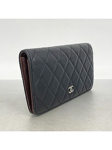Chanel Chanel Matelassé Lambskin Long Wallet, Black, Women's OP015572 (view 2)