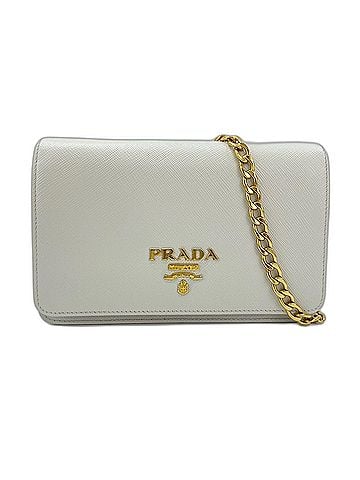 Prada PRADA Saffiano Leather Chain Wallet Shoulder Bag, Gray (view 1)