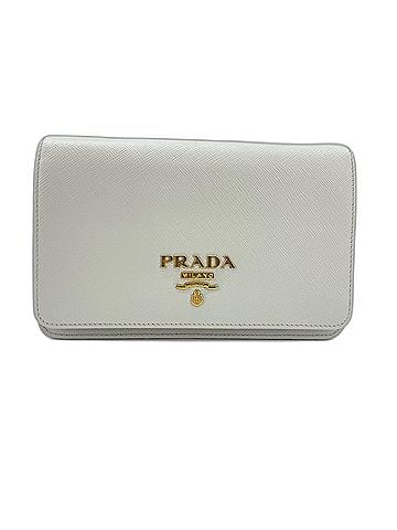 Prada PRADA Saffiano Leather Chain Wallet Shoulder Bag, Gray (view 2)