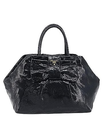 Prada Bow Top Handle Patent Leather Black Patent_Leather Handbag (view 1)