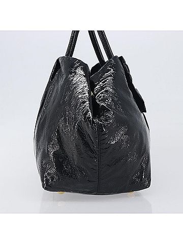 Prada Bow Top Handle Patent Leather Black Patent_Leather Handbag (view 2)