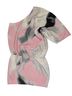 Halston 100% Silk Print Multi Color Gray Pink Cocktail Dress Size 0 - photo 1