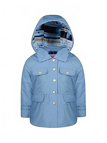 London Fog Girls Snap-Front Skirted Trench With Hood (view 1)