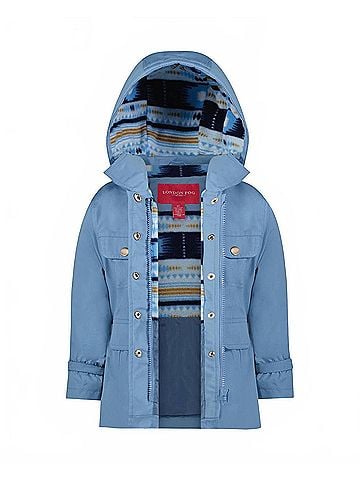 London Fog Girls Snap-Front Skirted Trench With Hood (view 2)