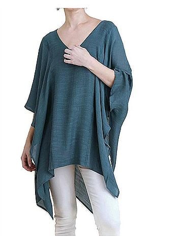Umgee V-Neck Caftan Tunic in Seaweed (view 2)