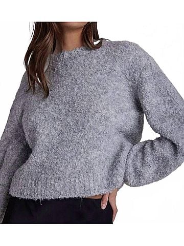 Bella Dahl Long Sleeve Crew Sweater in Heather Stone (view 2)