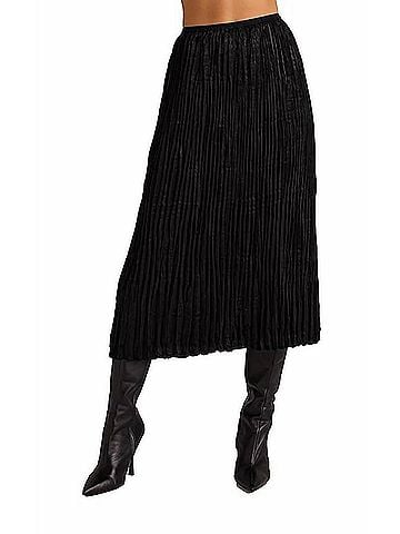 Bella Dahl Variegated Pleat Midi Skirt in Black (view 2)