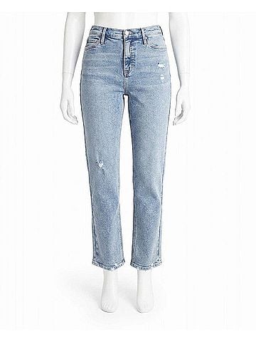 Nicole Miller Alphabet City High Rise Slim Straight Jean in Medium Blue (view 1)