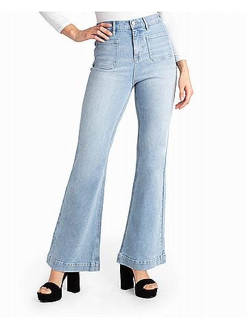Nicole Miller Sutton Place High Rise Flare Jean in Light Blue (view 2)