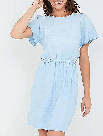 Bella Dahl Short Sleeve Cut Out Dress in Shoreline Ombre Wash (view 2)