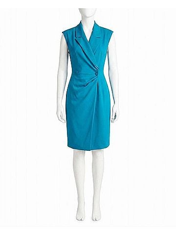 Nicole Miller Vivienne Crepe Sleeveless Coat Dress in Crystal Teal (view 1)