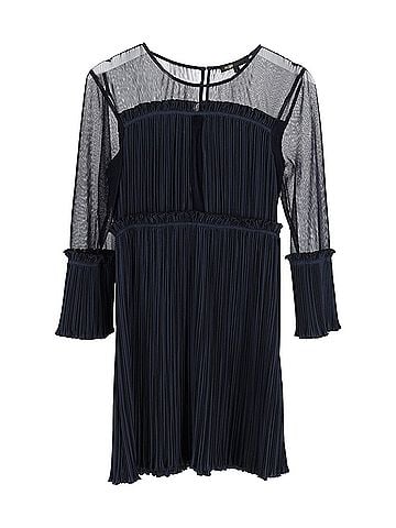 Maje Maje Sheer Sleeve Mini Dress in Blue Polyester (view 1)