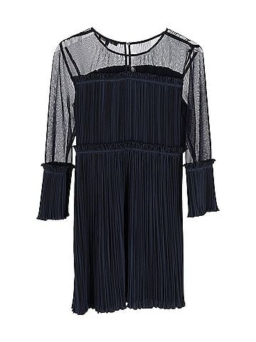 Maje Maje Sheer Sleeve Mini Dress in Blue Polyester (view 2)