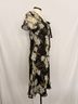 CDC Apparel 100% Polyester Floral Black White Green Purple Cocktail Dress Size 4 - photo 3