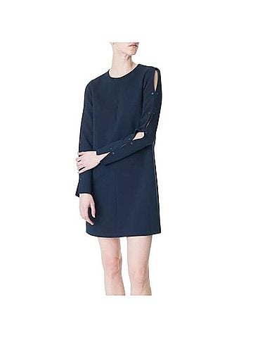 Tibi Structured Crepe Button Detail Shift Dress Cocktail Dress (view 1)