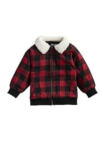 Mud Pie Boy's Buffalo Check Sherpa Collar Jacket (view 1)
