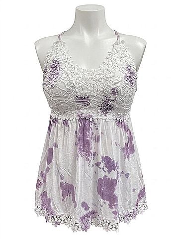 White Birch Lace Crochet Cloud Cami Tank Top in Lavender (view 1)