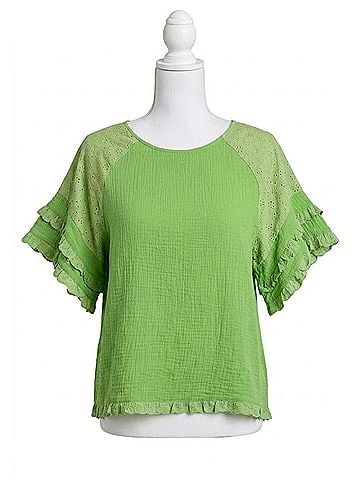 Umgee Gauze Boxy Top - Plus in Melon (view 1)