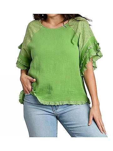 Umgee Gauze Boxy Top - Plus in Melon (view 2)