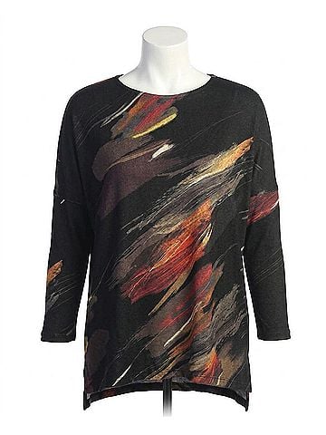 Jess & Jane Dunes French Brushed Knit Top in Black (view 1)