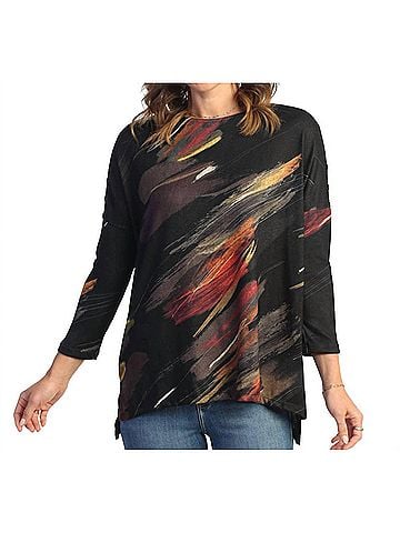 Jess & Jane Dunes French Brushed Knit Top in Black (view 2)