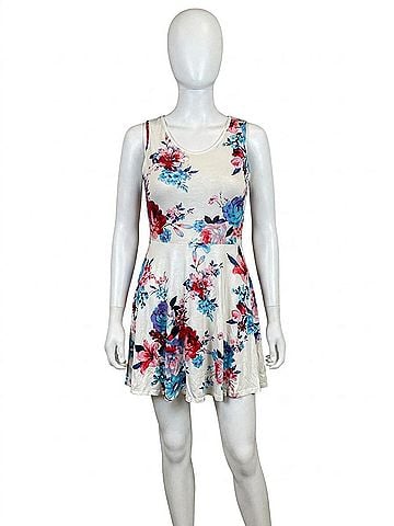 White Birch Floral With Short Dress in White (view 1)
