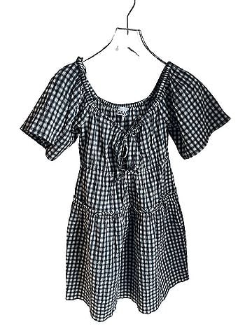Ganni Checkered Ribbon Casual Dress (view 1)