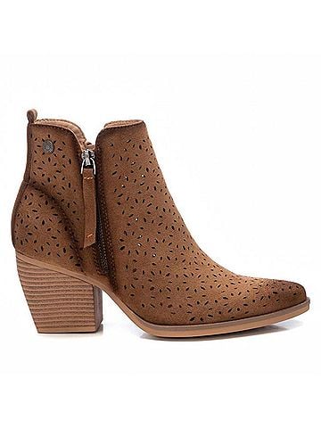 XTI Women's Leather Ankle Booties in Taupe (view 1)