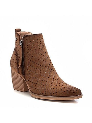XTI Women's Leather Ankle Booties in Taupe (view 2)