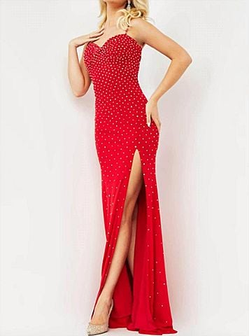 Jovani Red Evening Gown in Red (view 2)