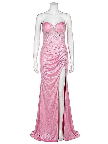 Jovani Pink Strapless Evening Gown in Pink (view 1)