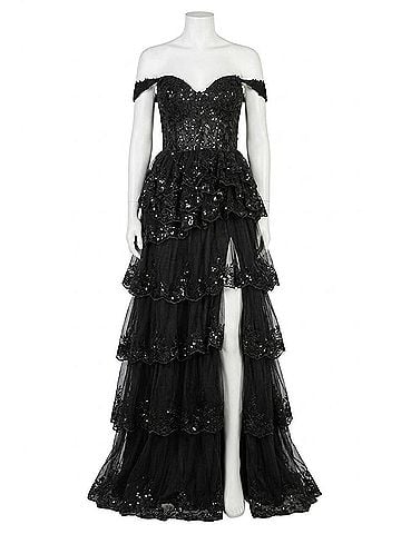 Jovani Off The Shoulder Evening Gown in Black (view 1)
