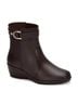 Andrea Brown Women's Wedge Leather Booties Size 5 - photo 1