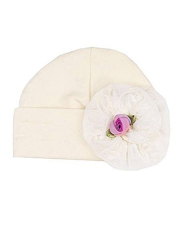 Haute Baby Newborn Girls Lacy Lilac Cap (view 1)