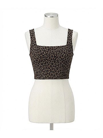 SPANX Leopard Print Cropped Square Neck Shelf Tank (view 1)