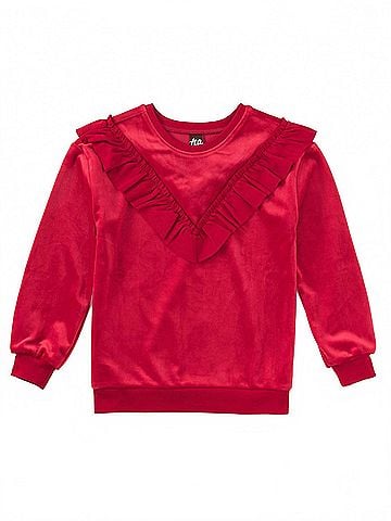 Tea Collection Girl's Very Velour Ruffle Tunic Top (view 1)