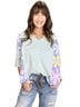 Easel 100% Cotton 100% Cotton 100% Cotton Floral Multi Color Gray Short Sleeve Blouse Size S - photo 1