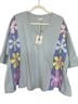 Easel 100% Cotton 100% Cotton 100% Cotton Floral Multi Color Gray Short Sleeve Blouse Size S - photo 2