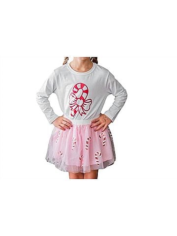SWEET wink Kid's Girls Candy Cane White Holiday Tee Top (view 2)