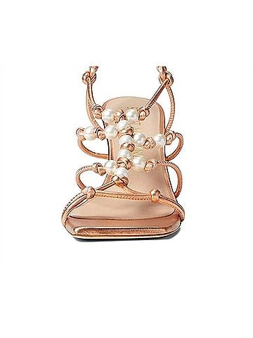 Stuart Weitzman Pearl Knot 80 Block Heels in Mango Liquid Metallic (view 2)