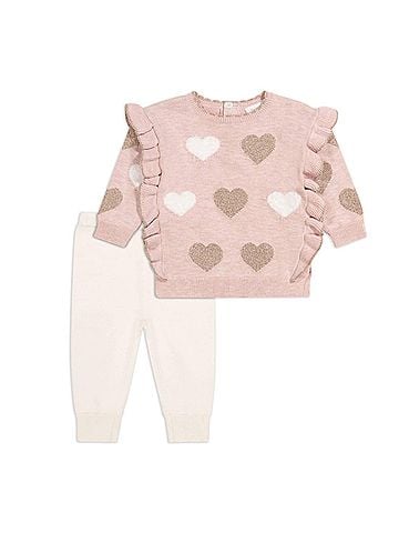 Miniclasix Baby Girls Hearts Sweater And Sweater Pant Set (view 1)