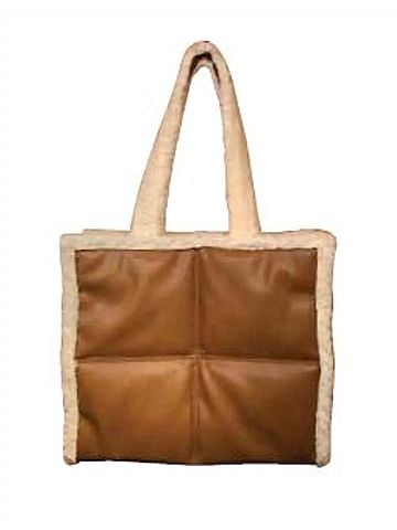 Sondra Roberts Women's Quilted Shopper With Shearling Trim (view 1)