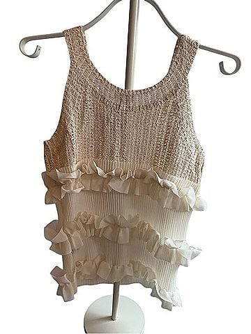 Pol Cream Ruffle Knit Camisole Sleeveless Top (view 1)