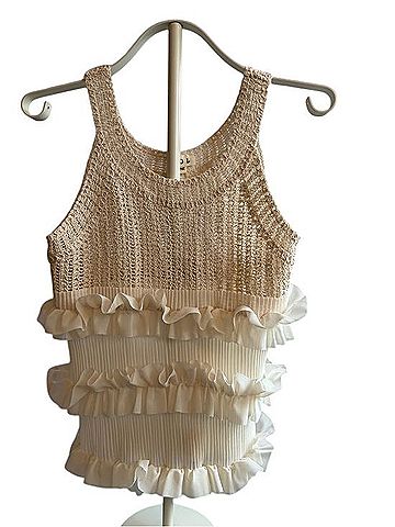 Pol Cream Ruffle Knit Camisole Sleeveless Top (view 2)
