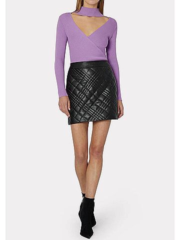 Milly Hailey Quilted Vegan Skirt in Black (view 2)
