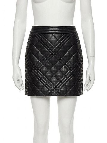 Milly Hailey Quilted Vegan Skirt in Black (view 1)