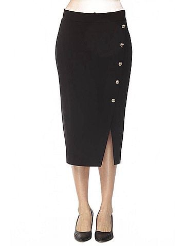 Joseph Ribkoff Asymmetric Slit Midi Pencil Skirt in Black (view 2)