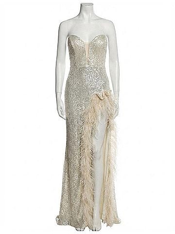 Jovani Sequin Feather Gown (view 1)